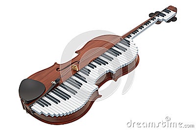 Classical music duet concept. Violin and piano, 3D rendering Stock Photo