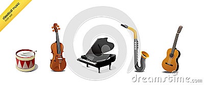 Classical music instruments Vector Illustration