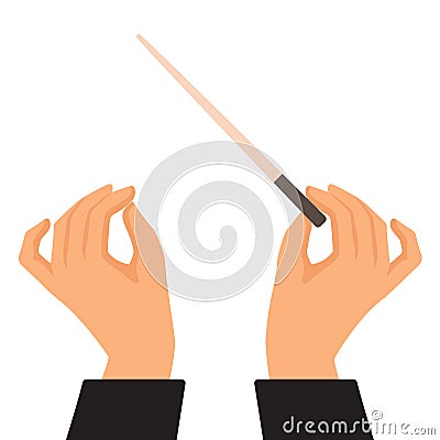 classical music, orchestra leader. Conductor person doing lead gesture Vector Illustration