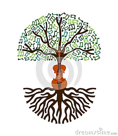 Classical music tree nature concept illustration Vector Illustration