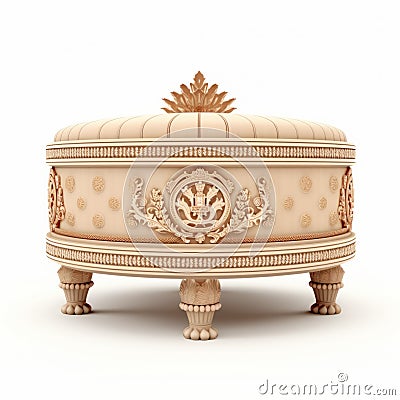 Classical Ornate Trunk: Beige Ottoman Government Cabinet 3d Render Stock Photo