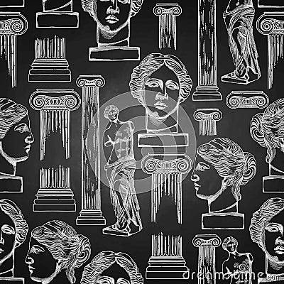 Classical pattern of Venus de Milo and columns Vector Illustration