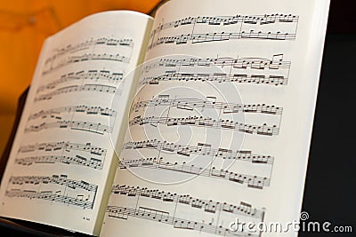 classical piece piano score, composed of ascending broken chords Stock Photo