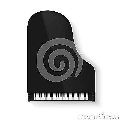 Classical realistic grand piano top view vector black artistic musical instrument art entertainment Vector Illustration