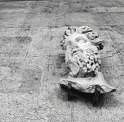 Classical sculpture head, Ancient Agora of Athens, Greece Stock Photo