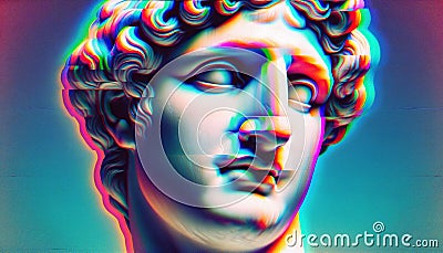 classical sculpture with a modern twist of vibrant glitch art Stock Photo