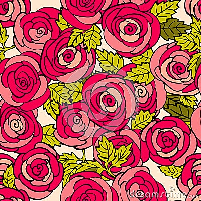 Classical seamless rose pattern Vector Illustration