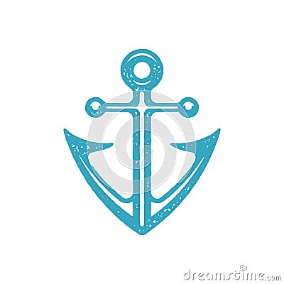 Classical ship anchor angled sharp edges nautical symbol blue grunge texture vector illustration Vector Illustration
