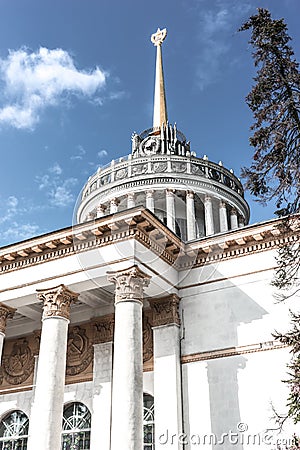 Classical Soviet architecture - pavilion of the Expocenter, Kyiv Stock Photo