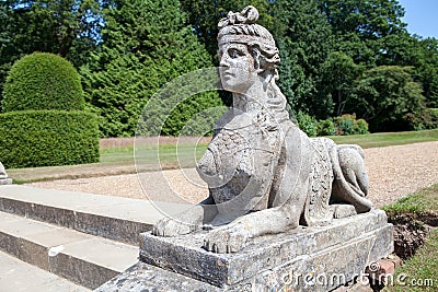 Classical sphinx statue. Woman head with lion body. Ornamental s Stock Photo