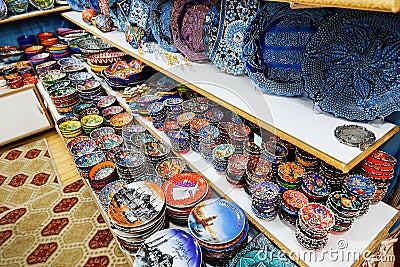 Classical Turkish ceramics on the market Editorial Stock Photo