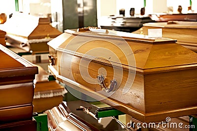 Classical wooden casket Stock Photo