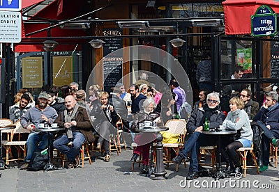 Parisian cafe terrace Editorial Stock Photo