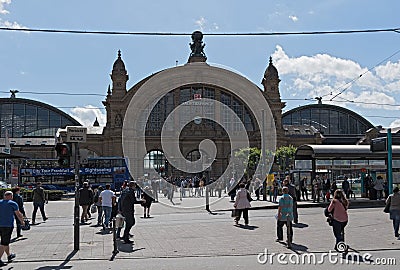 Classicistic facade of frankfurt am main central train station Editorial Stock Photo