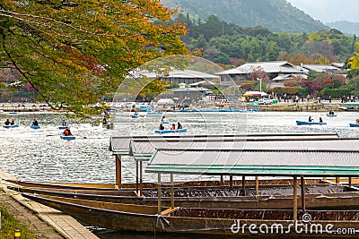 Classics, traditional boats in arashiyama kyoto Stock Photo
