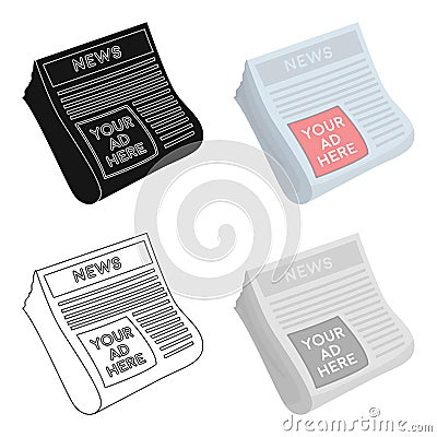 Classified ads in newspaper icon in cartoon style isolated on white background. Advertising symbol stock vector Vector Illustration