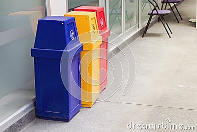 Classify bins for recycle Stock Photo