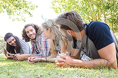 Classmates revising together on campus Stock Photo