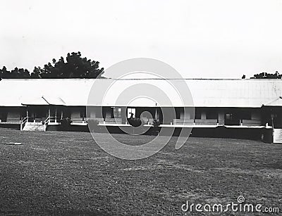 Classroom buildings at the Primary School in Burma Camp, Accra, Ghana c.1959 Editorial Stock Photo