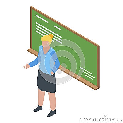 Classroom foreign language teacher icon, isometric style Vector Illustration