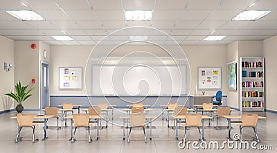 Classroom interior. Cartoon Illustration