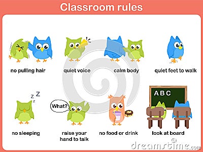 Classroom rules for kids Vector Illustration