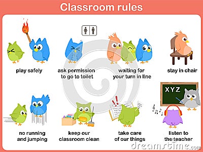 Classroom rules for kids Vector Illustration