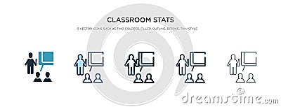 Classroom stats icon in different style vector illustration. two colored and black classroom stats vector icons designed in filled Vector Illustration