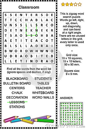 Classroom word search puzzle Vector Illustration