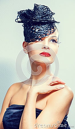 Classy Charismatic Woman with Trendy Luxurious Hairstyle. Stock Photo