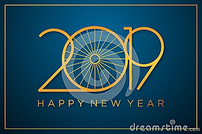 Classy design vector 2019 happy new year background with color gold Vector Illustration