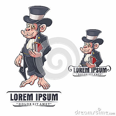 Classy Monkey Chimp ape in Suit Character Vector Illustration