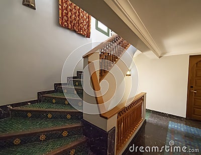 Staircase from a Riad in Fes, Morocco Stock Photo