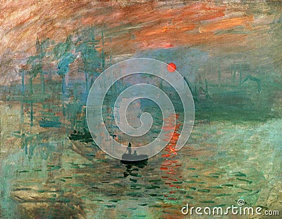 Claude Monet 1840-1296 Impression, Sunrise, 1872, oil on canvas. Marmottan Monet Museum, Paris Editorial Stock Photo