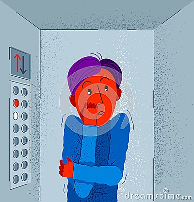 Claustrophobia fear of closed space and no escape vector illustration. Vector Illustration