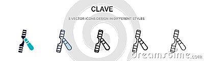 Clave icon in filled, thin line, outline and stroke style. Vector illustration of two colored and black clave vector icons designs Vector Illustration