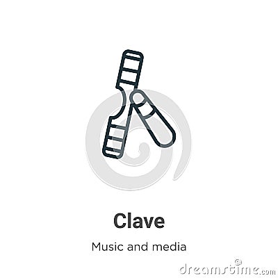 Clave outline vector icon. Thin line black clave icon, flat vector simple element illustration from editable music concept Vector Illustration