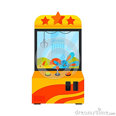 Claw Crane Game Machine, Gaming Computer Machinery Vector Illustration Vector Illustration