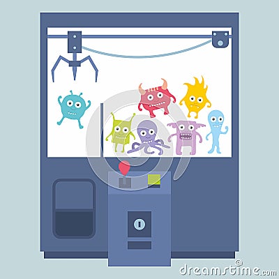 Claw crane game machine Vector Illustration