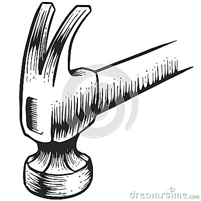 Claw Hammer icon in sketch style. Vector Illustration