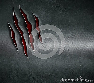 Claw scratched marks on metal background Stock Photo