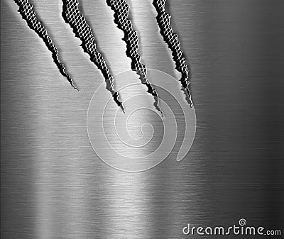 Claw scratched marks metal background 3d illustartion Stock Photo