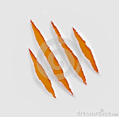 Claws scratches or wound on paper background Stock Photo