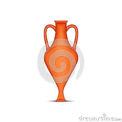 Clay ancient Greek amphora isolated on white background, realistic 3d vector amphorae with two vertical handles for transportation Vector Illustration
