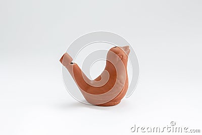 clay bird on a white background Stock Photo