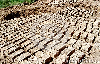 Clay bricks Stock Photo