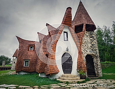 The Clay Castle from the Valley of Fairies, a touristic complex in Transylvania, Romania. The home of dwarf or hobbits from Editorial Stock Photo