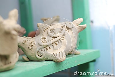 Clay dolphin Stock Photo