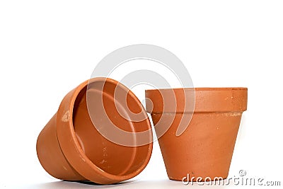 Clay flower pots Stock Photo