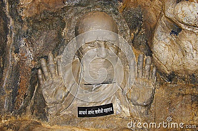 Clay idol of Aacharya Anand Rushiji Maharaj, Sant Darshan Museum, Hadashi Editorial Stock Photo